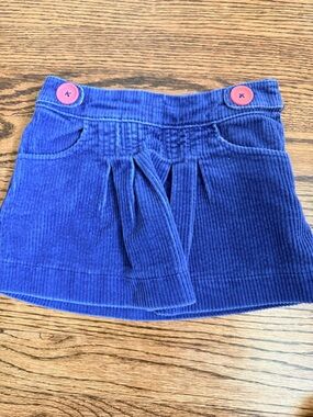 Mini Boden Purple Corduroy Skirt with Pink Button Accents